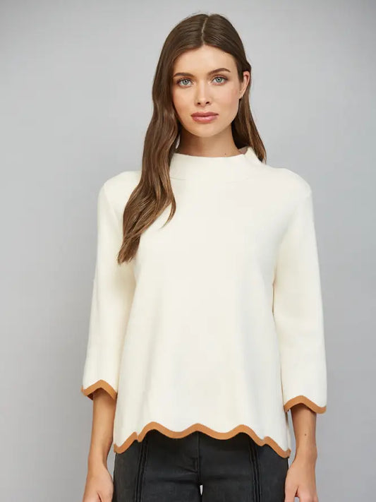 Edge Detailed Mock Neck Sweater