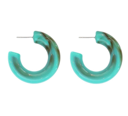 Turquoise Chunky Lucite Hoops