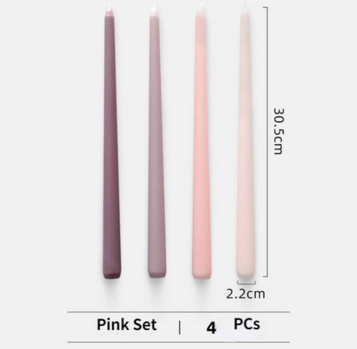 Pink 4pc Taper Candle Set