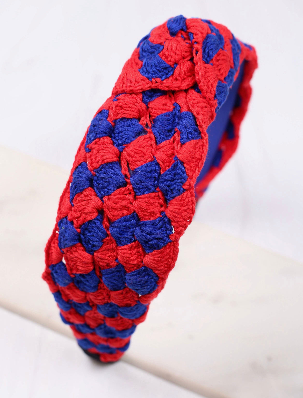 Blue + Red Crotchet Headband