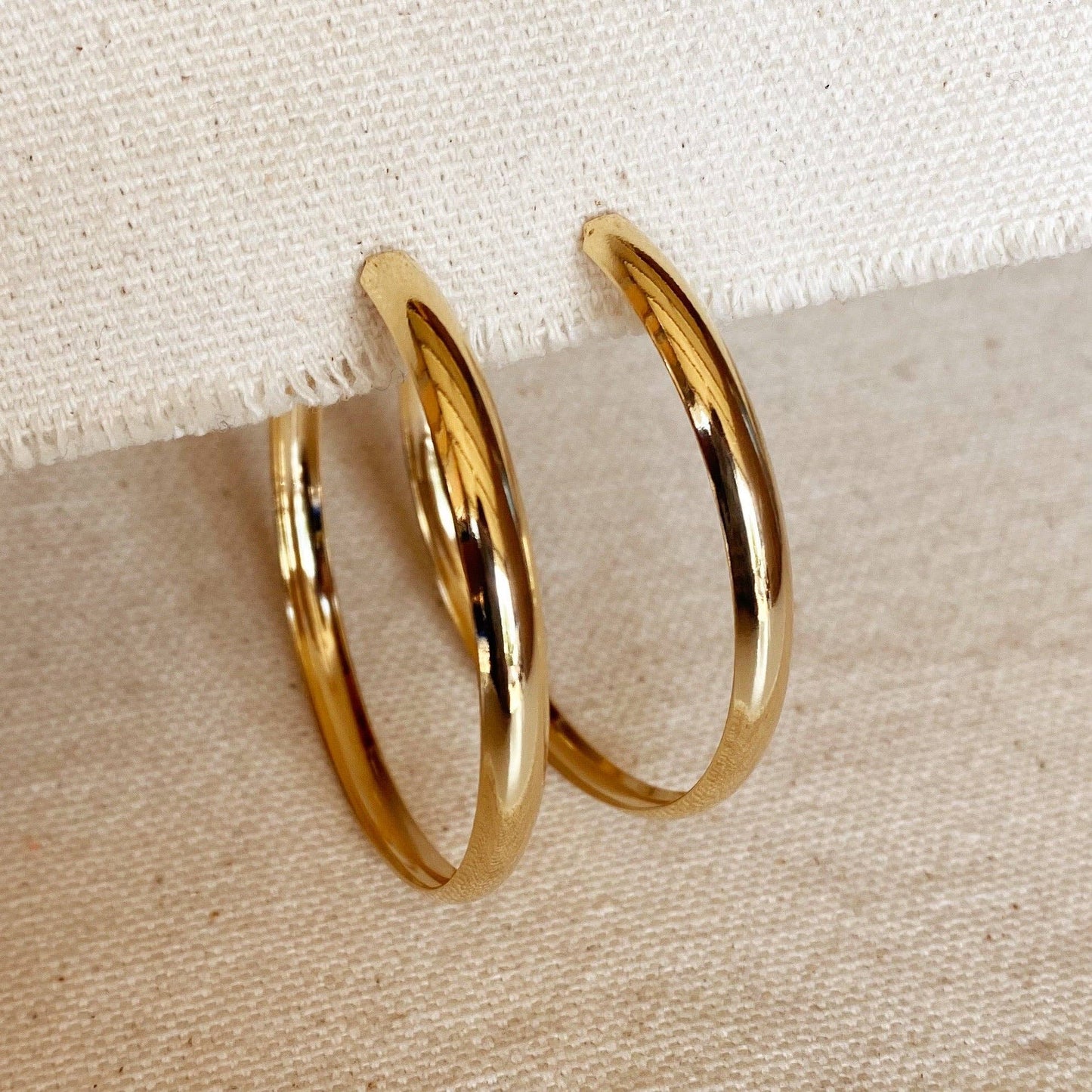 18k Gold Filled 50mm Hollow C-Hoop Earrings