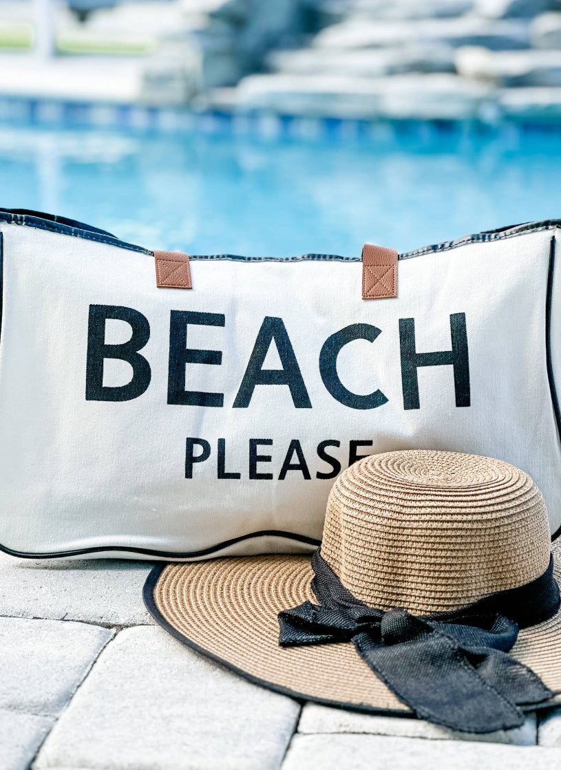 “Beach Please” Canvas Tote Bag